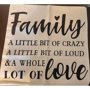 18" x 18" Decorative Pillow Case "Family: A Little Bit Of Crazy" NEW